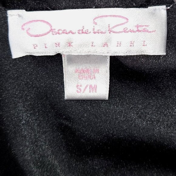 Oscar de la Renta Vintage 90s Pink Label Black Velvet Lounge Robe Maxi Dress S/M - Picture 5 of 6